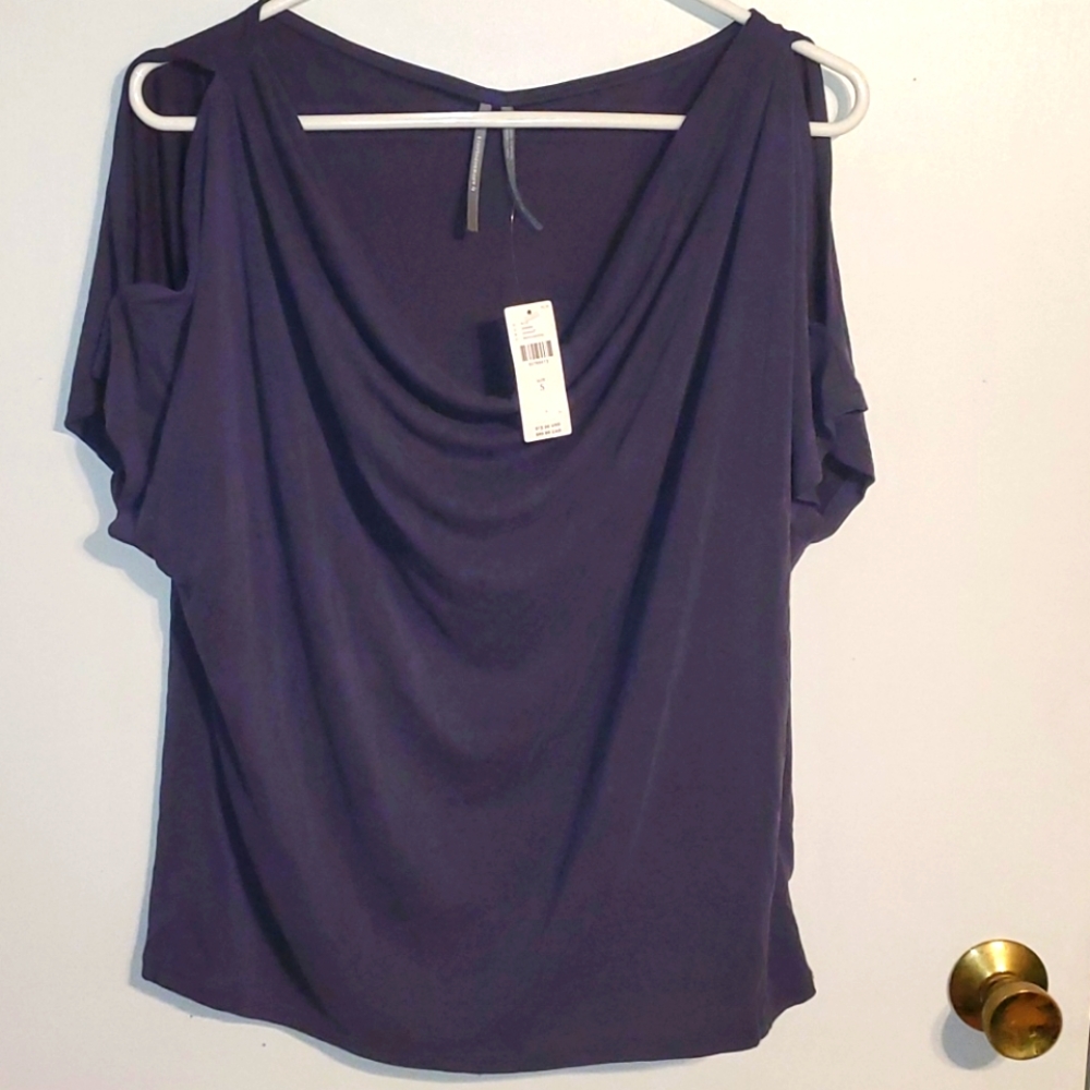 NEW Anthropology women's S blue cold shoulder tee